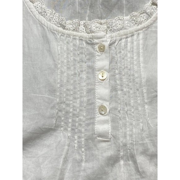 Antibes Blanc Tank Top Womens Size M White Blouse Summer Shirt Romantic Lace - Picture 7 of 10